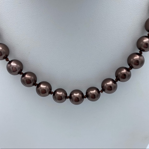 Vintage Faux Pearl Individually Single Knot One Strand Necklace Fishhook Clasp - Picture 7 of 11